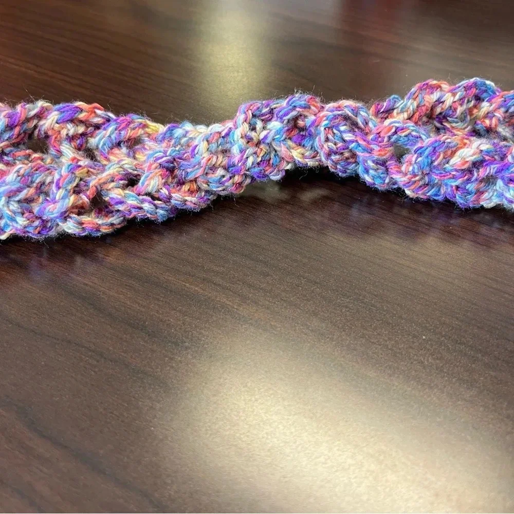 NWT Handmade Headband, crocheted stretchy multi-color, new